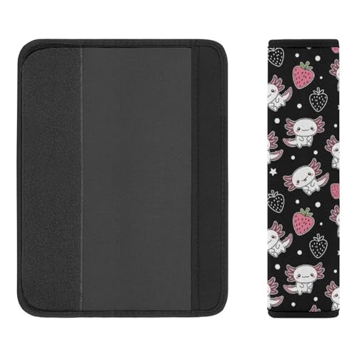 2 Pack Cute Axolotl Strawberry Funny Pink Seat Belt Cover Universal Fit Seat Belt Cushion for Kids, Stroller Pushchair High Chair, Neck and Shoulder Support - color: Pattern 584