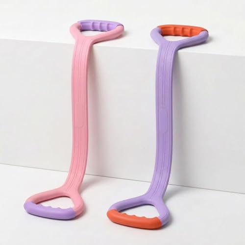 Figure 8 Resistance Band with Handles, Elastic Bands for Working Out,Arm,Back,Shoulder Training Elastic Ropes - color: Pink & Purple