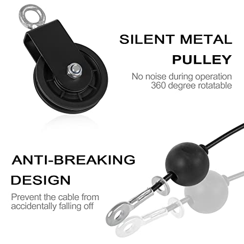 3.54 in Cable Pulley 360 Rotation Traction Wheel with Carabiner and Strap,Silence Smooth Detachable for DIY Gym Pulley System,DIY Gym Attachment Lifting Blocks,Ladder Lift,Hoists,Clothesline - color: 1 Pulley+1 Straps+2 Carabiner+ 79in Cable 1pcs