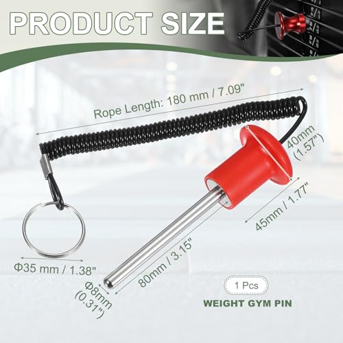 Gym Pin Weight Stack Pin Strength Training Lifting Equipment Replacement with Pull Rope Fitting for Club - color: Red, size: 0.3 x 3.1 Inch
