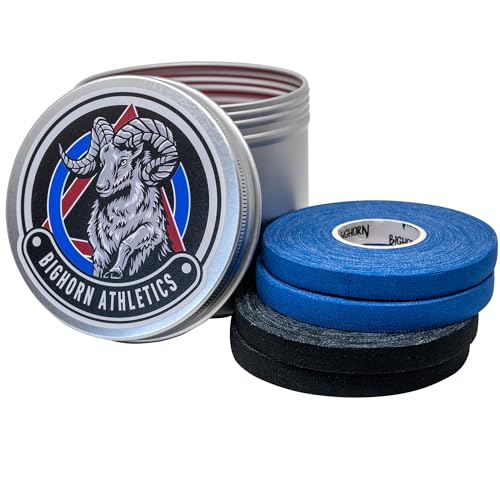 Bighorn Athletics Pro Finger Tape + Tin, 0.3" x 45Ft, 8 Rolls, Black | Pro Series competition tape – 50% stronger than cotton. Residue-free, sweat-proof adhesive for Jiu Jitsu & hard training. - color: Black
