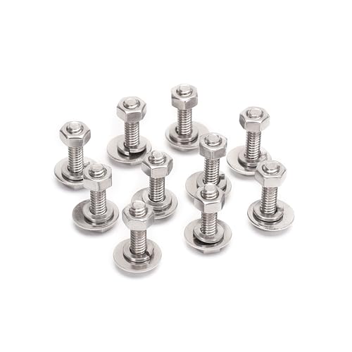 1/4-20x1 Complete Set Hex Head Screw Bolts,Nuts,Fender Flat washers,Split Lock Washers,Fully Threaded, Stainless Steel 18-8（304）, Bright Finish (10Set) - size: One Size