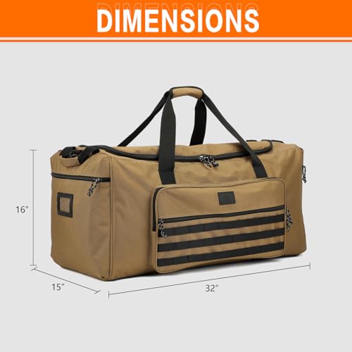 120L Extra Large Gym Duffle Bag for Men Women with Shoes Compartment Heavy Duty Tactical Sports Duffel Bag Big Football Baseball Basketball Soccer Hockey Team Equipment Bag, Brown - color: Brown