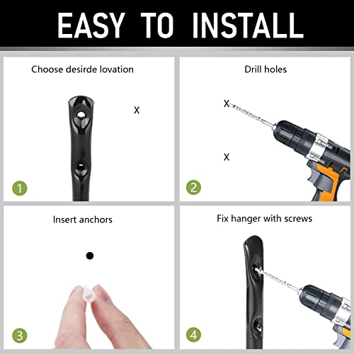 Garage Hooks, 6 Pack Heavy Duty Storage Hooks, 4.1Inch Garden Tool Utility Hooks, Fastening Hooks for Wall Mounting Load Capacity 45lbs - size: 5.5Inch x 4.1Inch