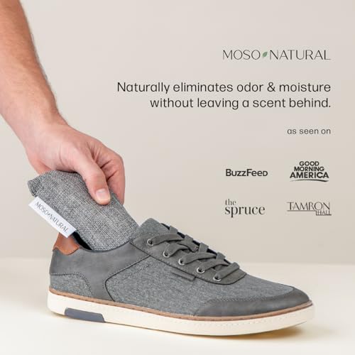 Moso Natural Shoe Deodorizer Inserts, Charcoal Odor Absorber for Shoes, Gym Bag & Boot Deodorizer, Unscented Shoe Odor Elimination, Air Purifying Bags, Lasts 2 Years (2 Bags) - style: 1 Pack (2 Total)