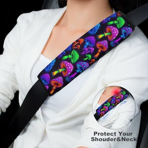 Universal Soft and Comfortable Seat Belt Cover for Adults and Children, Most Cars, 2 Pack Trippy Mushrooms Seat Belt Covers Cushion Neck and Shoulder Support - color: Pattern 775