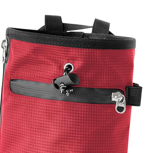 Rock Climbing Chalk Bag Waist Belt Chalk Carrier Bag with Zipper Pocket for Fitness Bowling Gymnastics Gym Weight Lifting - color: Red