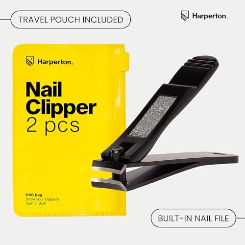 Nail Clippers for Thick Nails - 2 Pack Heavy Duty Toenail & Fingernail Clippers for Men Precision Stainless Steel Cutter Set with Travel Case (Black) - color: Black