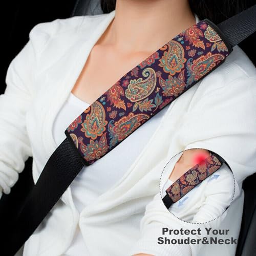 Universal Soft and Comfortable Car Seat Straps Shoulder Pads for Adult Use, Stroller Pushchair High Chair, 2PCS Boho Floral Paisley Harness Pads Strap - color: Pattern 602