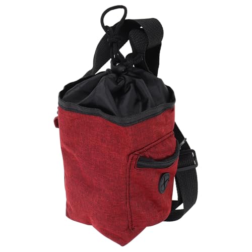 Zerodeko Burgundy Climbing Chalk Bag with Zippered Storage Pocket, Non-Slip Holder for Rock Climbing and Bouldering, Waist Pouch for Gymnastics and Outdoor Training