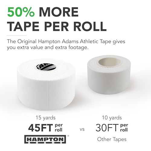 Hampton Adams | As Seen on Shark Tank | Original Sports Medical Athletic Tape (8-Pack) | 45ft Rolls | No Sticky Residue Easy Tear | for Athletes Trainers First Aid Injury Wrap | Ankles Wrist - color: White