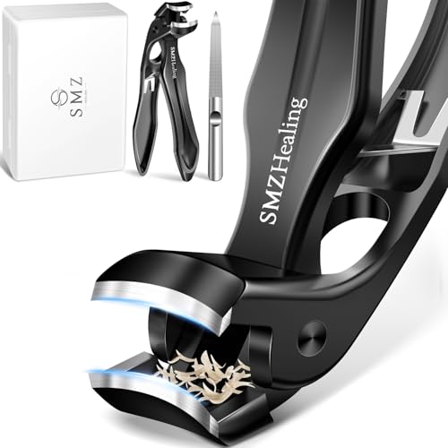Wide Jaw Opening Toenail Clippers for Men Thick Nails for Seniors | Angled Head Heavy Duty Toe Nail Clippers Fingernail Clipper with Catcher Long Handle - color: 2pcs Black & Sliver