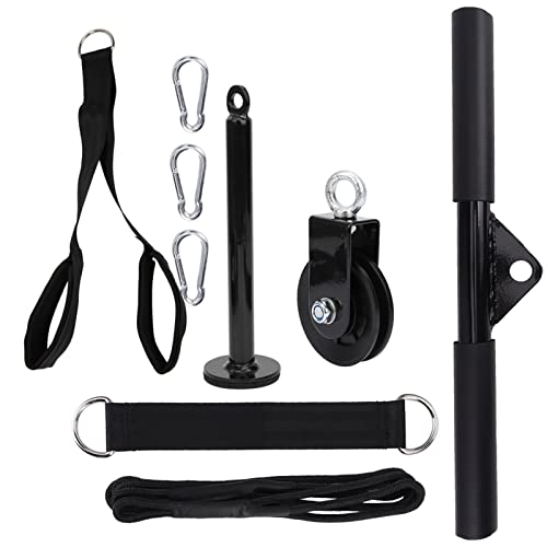 Exercise Pulley System 9Pcs Set | High - Strength Nylon Rope & Quiet Cable Pulley | DIY Loading Pin for Triceps Training / Pull Down / Home Gym | Portable Strength Equipment