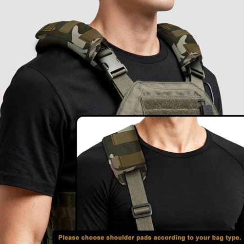 ZINMARK Tactical Shoulder Pad with Ultra-Thick Cushion for Vest Shoulder Straps and Backpacks, Comfort and Breathable,(1PCS-Camouflage-Green) - color: Camouflage-green