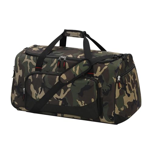 55L Sports Duffle Bag for Men, 22 inch, Camo | Multi Pockets, Water Resistant, Weekend Travel, Workout, Fitness - color: Camo