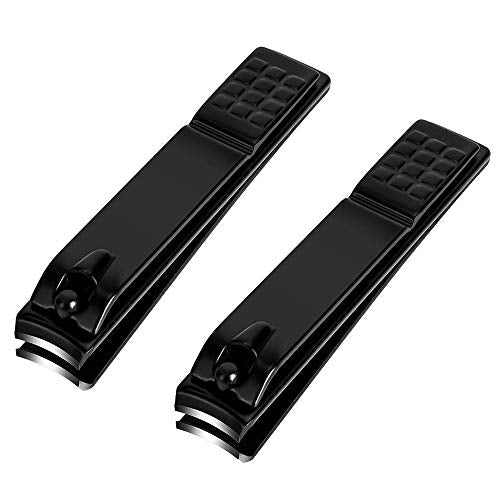 Aogeili Nail Clippers Set, Sharp Stainless Steel Fingernail & Toenail Clippers, Black Nail Cutter, 2Pcs Large and Large Size - size: Large/Large