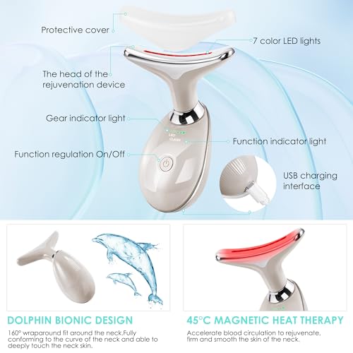 Facial Massager Red-Light-Therapy-for-Face and Neck, Face 𝖲 culpting Wand with 7 Color (Champagne) - color: Champagne