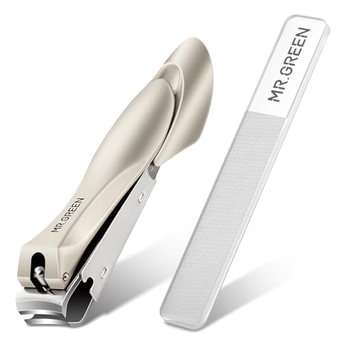 MR.GREEN Nail Clippers Stainless Steel Anti Splash Fingernail Cutter Manicure Tools Bionics Design Pedicure Scissor Nail Trimmer (Nail Clipper (Large)+Nail File) - color: Nail Clipper (Large)+nail File