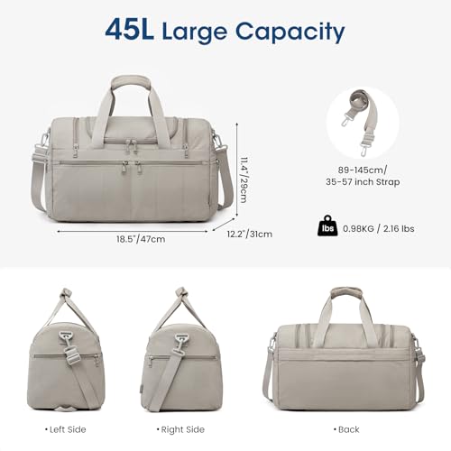 G4Free 45L Travel Duffle Bag for Women Men 3 in 1 Duffel Bags with Shoes Compartment Gym Backpack for Weekender Overnight, Camel - color: Camel