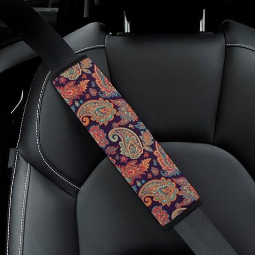 Universal Soft and Comfortable Car Seat Straps Shoulder Pads for Adult Use, Stroller Pushchair High Chair, 2PCS Boho Floral Paisley Harness Pads Strap - color: Pattern 602