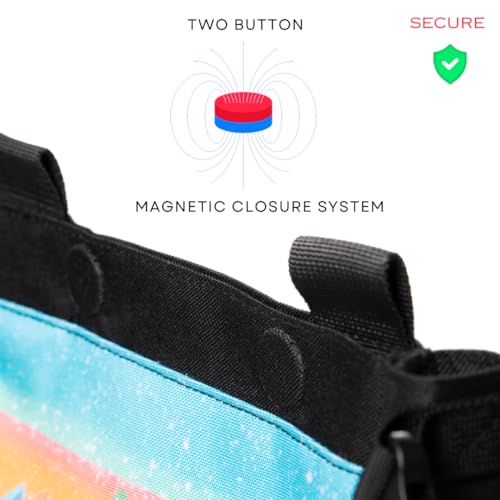 Bouldering Chalk Bucket Large Self-Standing Chalk Bag with Magnetic Closure, Fleece Lining, Zippered Pockets & Brush Holders