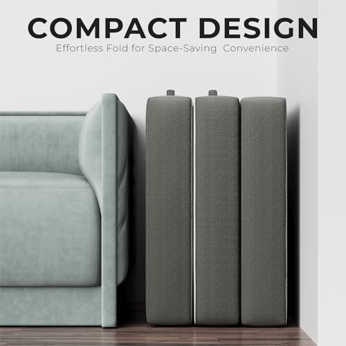 Cozzzi Trifold Foldable Mattress for Floor and Traveling with Removable Cover - Lightweight and Portable Foldable Mattress for Adults & Kids - Compact and Easy to Storage (75in x 25in x 4in) - size: Single (75in x 25in x 4in), style: Gray