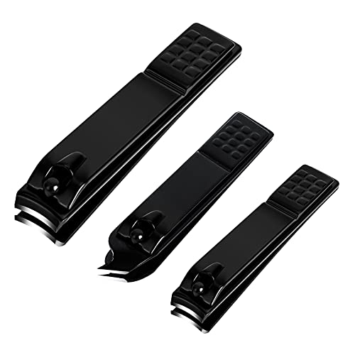 Aogeili Nail Clippers Set, Sharp Stainless Steel Fingernail & Toenail Clippers, Black Nail Cutter, Perfect 3 PCS Black Nail Cutter for Men and Women. - size: Large/Small/Oblique