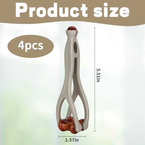 4 Finger Massager Roller, Arthritis Finger Massager,Finger Massage Tool for Hand Therapy, Wooden and Plastic Construction with Ergonomic Design