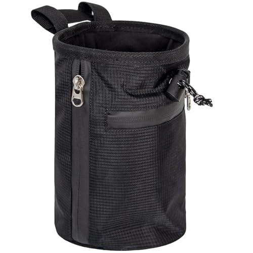 Rock Climbing Chalk Bag Waterproofs Chalk Bag Bouldering Bucket for Rock Climbing Weight Lifting Magnesia Powder - color: Painted black