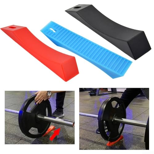 Silicone Deadlift Wedges for Weight Lifting, Anti-Slip Barbell Loading Blocks to Ease Plate Changes, Soft Pads for Squat and Powerlifting, Red Blue Black(Blue) - size: Blue