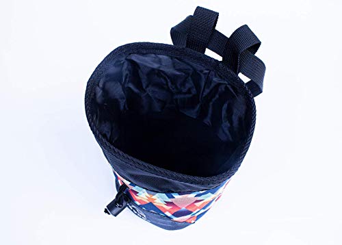 Rock Climbing Chalk Bag | Wide Opening & Fleece Lined | Removable Belt | Large Zippered Pocket | Brush Holder Loops | Bouldering, Gym, Crossfit - color: Sunset Orange