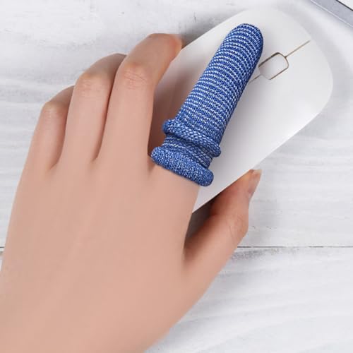 Cabilock 10pcs Blue Breathable Sports Finger Sleeves Soft Elastic Finger Protectors Support Bandages for Outdoor Recreation and Injury Prevention