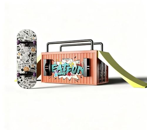 Lently Wood Fingerboards+Truck Set, 100mmL*30mm Mini Fingerboards and Multifunctional deformable Container (Logo) - color: Logo