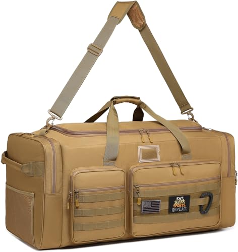 135L Extra Large Duffle Bag, Heavy Duty Sports Gym Travel Duffel Bag | for Basketball, Baseball, Hockey, Football, Helmets, and Pads - color: Brown