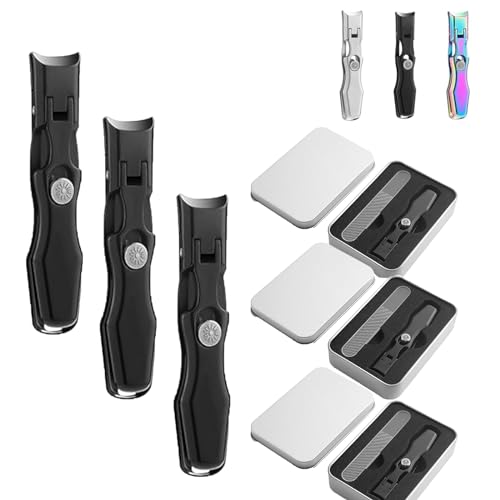 Nail Clippers, Stainless Steel Nail Clippers, Portable for Thick Nails - color: 3black