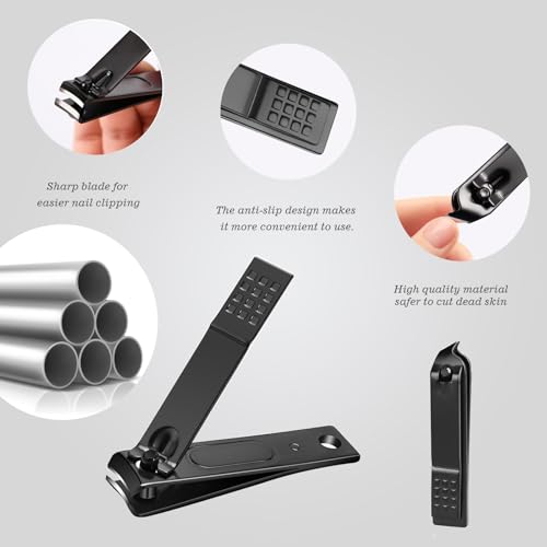 Manicure Pedicure Set Personal Care Nail Clipper Kit 7 PCS Manicure and Pedicure Kit Nail Care Kit for Men Suitable for Travel(Gray) Present for Men Husband Boyfriend Parent - color: gray