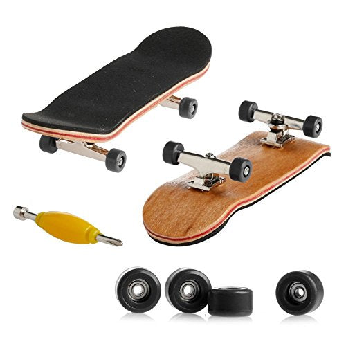 Professional Mini Maple Wooden Fingerboards, 1 Pack(Black) | 1Set Finger Skateboards, 5 Layers Maple Panel Mini Skateboards for Fingers, Fingerboard for Kids Brithday Gift - color: Black