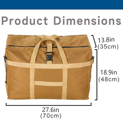 Arxus Large Duffel Bag, Waterproof Carry on Weekend Overnight Storage Bag over Luggage for Airline, Travel, Camping, Moving - color: 120L-Khaki