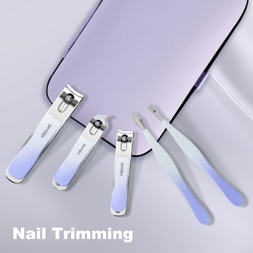 Manicure Set, 10 pcs High-Carbon Steel Nail Clippers Set, Portable Mini Manicure and Pedicure Kit, Travel Grooming Nail Kit with Leather Bag for Men and Women - color: Purple