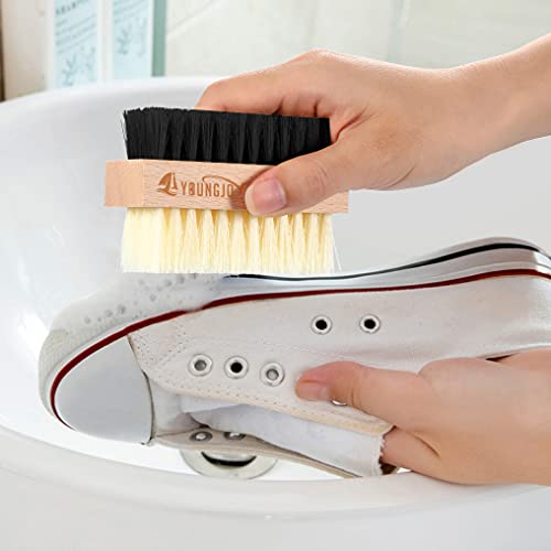 YoungJoy Dual Sided Sneaker Shoe Cleaner Brush Set Shoes Clean Brush Kit Horsehair Boar and Plastic Bristles with Microfiber Cloth (C) - style: C