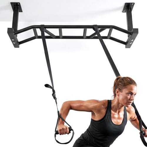 47 Inch Ceiling Mount Pull Up Bar Adjustable Height&Supports To 600 Lbs Upper Body Fitness Workout Bar for Home Gym Workout Strength Training Equipment