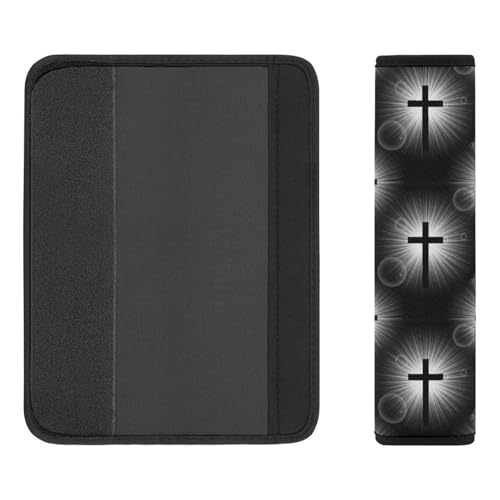2PCS Black Cross Christian Seat Belt Cover Soft Padded Neck Strap Covers for Kids, All Vehicles, Comfortable Driving - color: Pattern 1217
