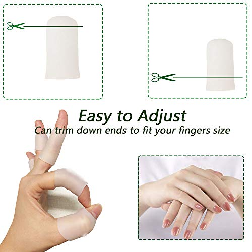 Kris-kikomy Gel Finger Protectors Finger Caps Silicone Fingertips Protection - Finger Cots Great for Trigger Finger, Finger Arthritis, Finger Cracking and Other Finger Pain Relief (Medium) - size: Medium (Pack of 10)