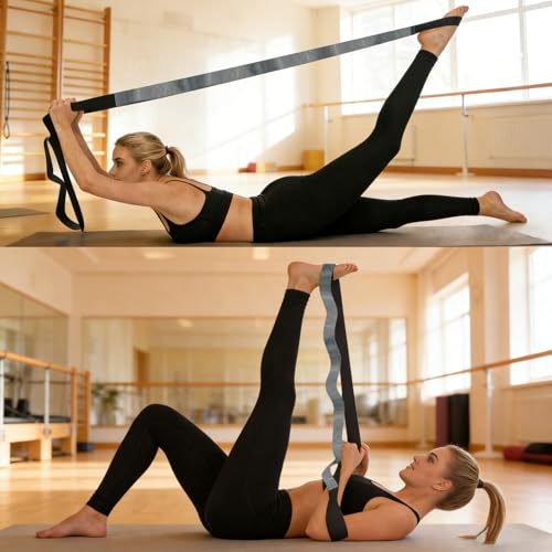 Stretching Strap with 12 Loops-Non-Elastic Physical Therapy with Carry Bag | Premium non elastic yoga straps for injury recovery, rehab flexibility training, hamstring stretch & physical therapy