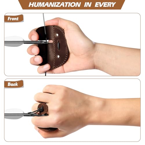 Leather Archery Finger Tabs,Handmade Archery Finger Guard for Shooting Practice Gear, Recurve Bow Fingers Tab - color: Red Brown