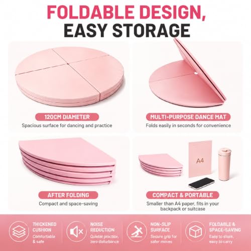 Pole Dance Mat, Folding Pole Crash Mat for Home, PU Leather Skid Proof Covering, Portable Safety Round Dancing Cushion for Home Studio Fitness - size: 120x10cm/47.2x3.9in