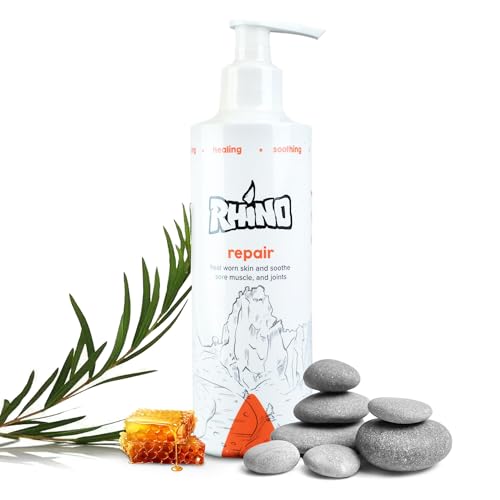 Rhino Skin Solutions Repair Cream Made for Your Adventure, Hand Repair Cream for Dry Cracked Hands, Non Greasy Hand Lotion with Honey and Tea Tree for Athletes and Workers, Made in USA (8 oz) - size: 8 Ounce (Pack of 1)