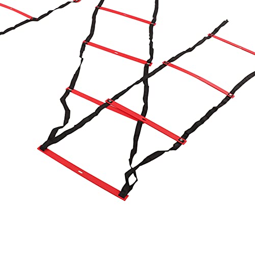 banapoy 7M Agility Ladder, 14 Rung Fixed Distance Speed Training Equipment with Angle Marks for Soccer Football Fitness Coaches and Athletes - color: Red