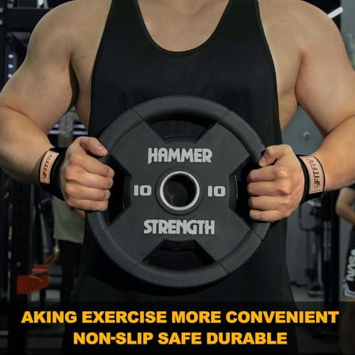 Lifting Straps for Weightlifting, Lifting Wrist Straps for Gym Strength Training, Neoprene-padded Wrist Cushion - Men & Women - color: Black Brown