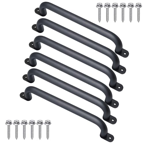 17 Inch Black Playground Handles Indoor Kids Monkey Bar Ladders 6Pcs | Heavy Duty Solid Metal, Non-Slip Matte Black Powder Coating, Comfy Secure Hand Grips for Playset Swing Set Climbing Frame - color: Black-6pack